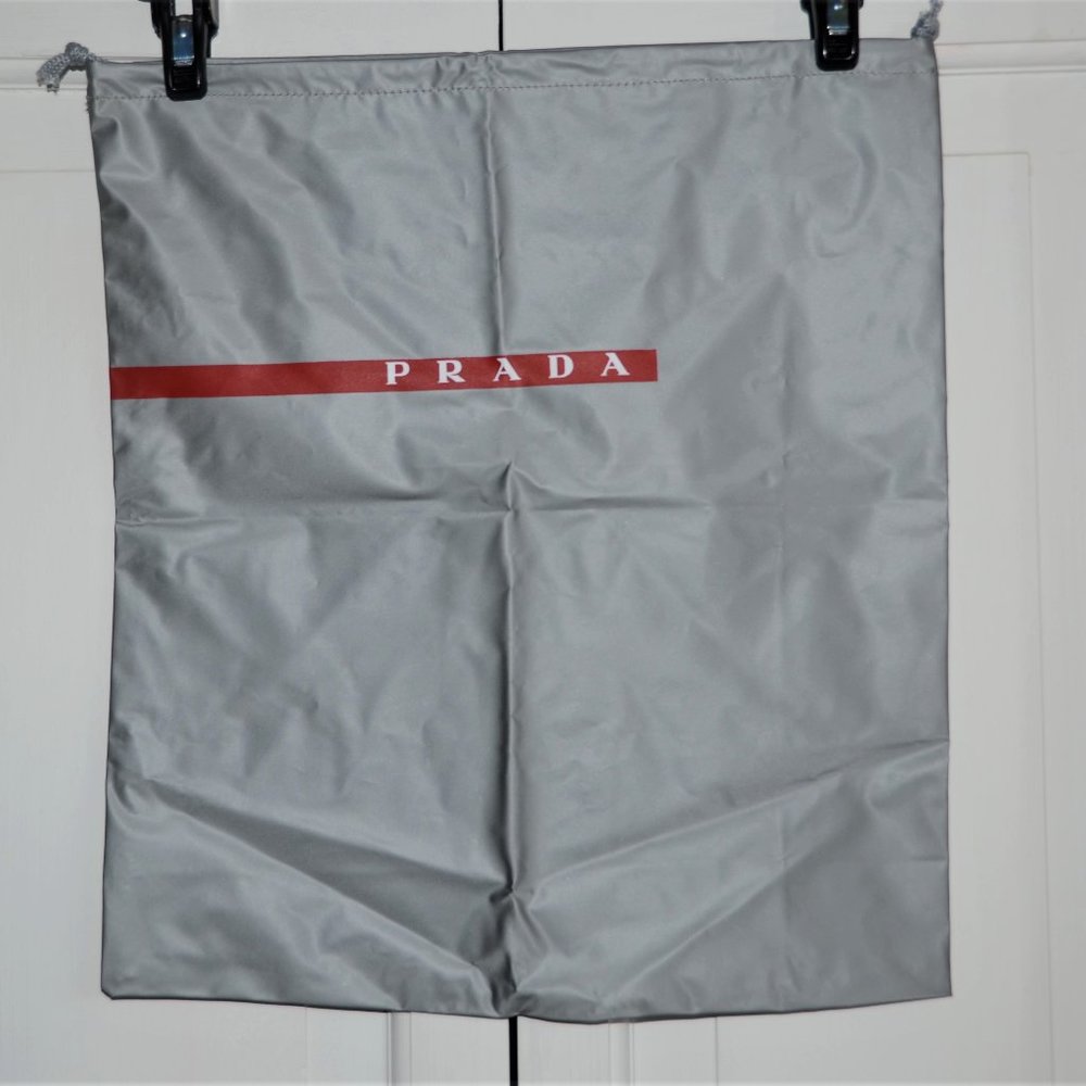 Prada Silver Vinyl Drawstring Dust Bag NEW